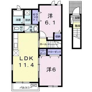 アンジェ・プロムナードA【2階】の間取り