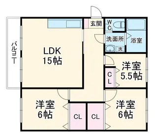 船橋ハイツ2号棟【4階】の間取り