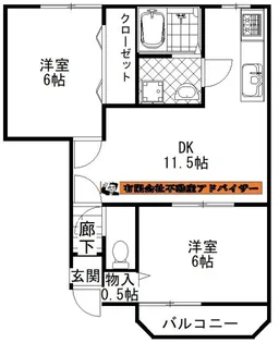 サンハイツミヤコ【1階】の間取り