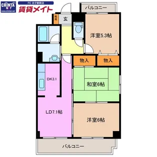 グランツ西条【3階】の間取り