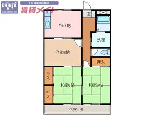 第一西浜ハイツ【2階】の間取り