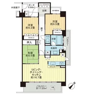 サーパス鶴賀王神【6階】の間取り