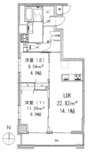 モンテヴェルデ神楽坂弐番館【2階】の間取り