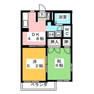ディアコート岩本B【1階】の間取り