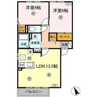 ロワール福原 A棟【1階】の間取り