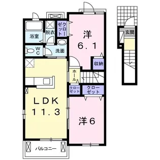イルミネイト ソル E【2階】の間取り