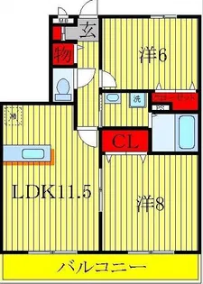 アルファタウン天王台B【2階】の間取り