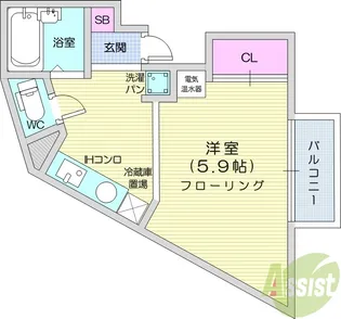 レジデンス八乙女【3階】の間取り