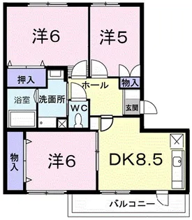 ニューキャッスル宮本【2階】の間取り