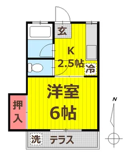 コーポゆき【1階】の間取り