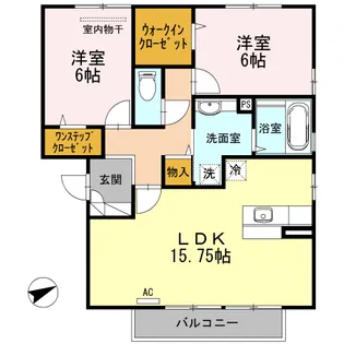 広島県福山市新涯町4【アパート】の間取り