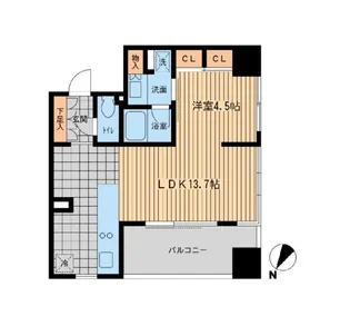 ウィルテラス勝どき【5階】の間取り