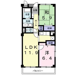 ロジュマン コシノハラ【1階】の間取り
