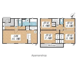 福岡県北九州市小倉南区朽網西1【一戸建】の間取り