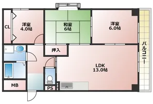 パークハイツ 2号館【3階】の間取り