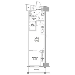 ザ・パークハビオSOHO代々木公園【2階】の間取り