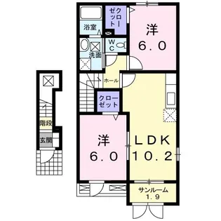 夢ハイツマツダI【2階】の間取り