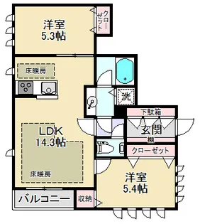 リンジュドゥプリムG【1階】の間取り
