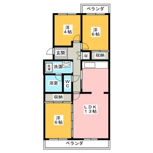 アーバンドエル高畑公園【4階】の間取り