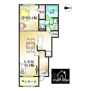ハーベストヤヨイB【1階】の間取り
