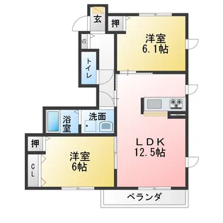 リュークスイレブン徳重 K棟【1階】の間取り