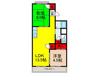 ハイツ久宝園【1階】の間取り