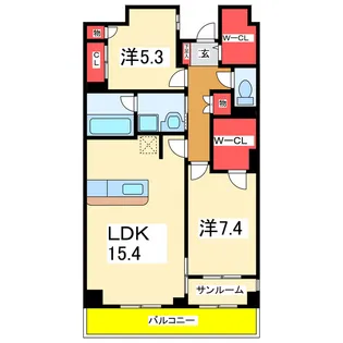 パルステージ関屋【5階】の間取り
