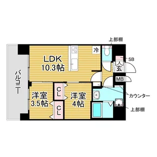 プレサンス神戸長田マリエント【8階】の間取り