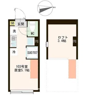 ブランシェ下高井戸【1階】の間取り