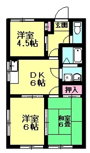 四方田ハイツA【1階】の間取り