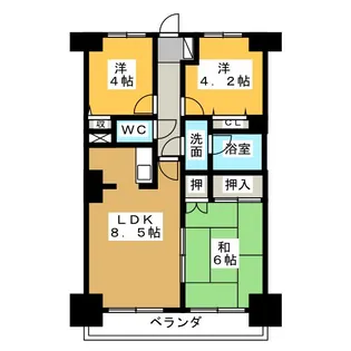 ライオンズマンション柚木【2階】の間取り