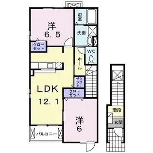 2LDKの間取り画像