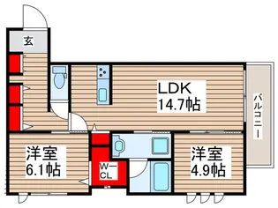 MILLE TWA 氷川町【2階】の間取り