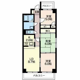 アーバンコア九ノ城【6階】の間取り