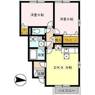 ビズビー広瀬 B棟【1階】の間取り