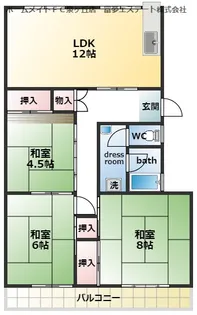 泉北宮山台団地3号棟【1階】の間取り