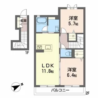 高知県高知市朝倉西町1【アパート】の間取り