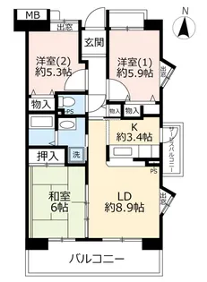 URアーバンラフレ鳩岡【3階】の間取り