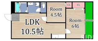 磨有美ハイツ【2階】の間取り