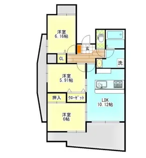 中央ハイツ海老塚【3階】の間取り