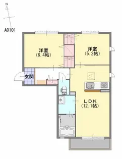 シャーメゾン・ガーデンズ伊勢【1階】の間取り