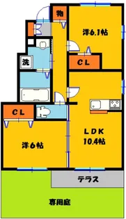 ロイヤルアドバンスB【1階】の間取り