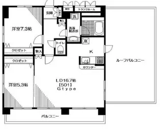 ノブレ浜田山【5階】の間取り