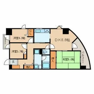 カリフール東中延【5階】の間取り