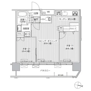 コスモグランス南品川【14階】の間取り