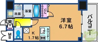 プレサンス三宮東アルバーナ【3階】の間取り