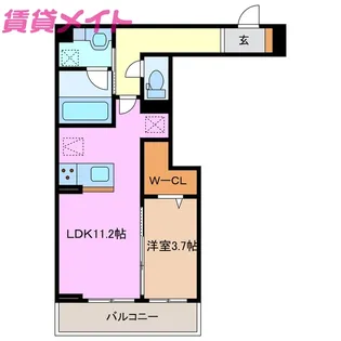 ディーシャンブル富田【1階】の間取り