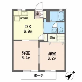 ピュアソウル若葉【1階】の間取り
