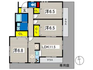 ア-ク・ベルテ【1階】の間取り