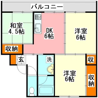 ビレッジハウス伊川 1号【3階】の間取り